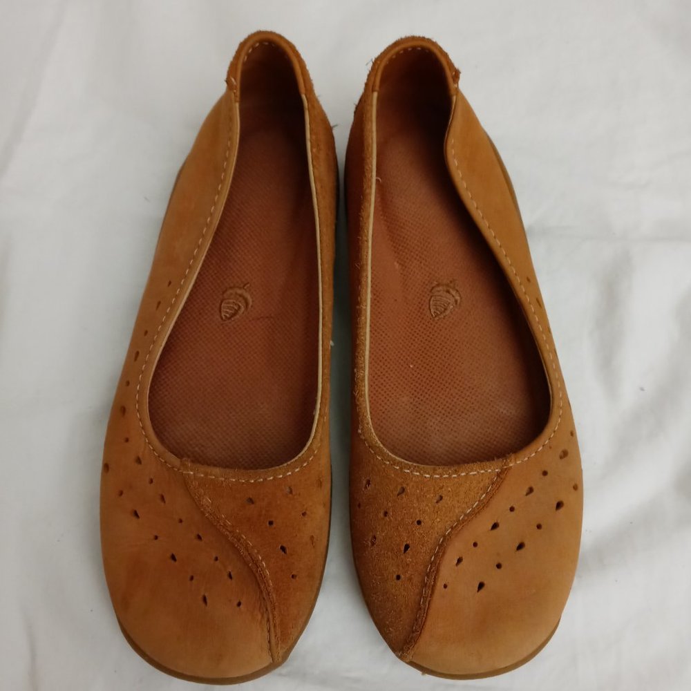 Acorn Orange/Brown Leather Flats 8